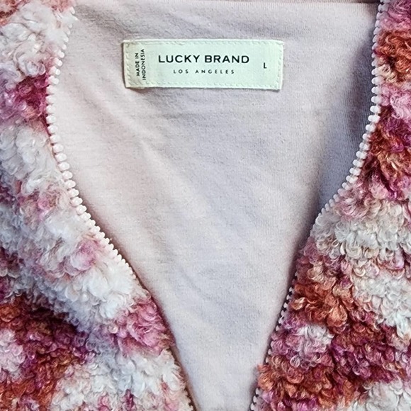 LUCKY BRAND SHERPA HALF ZIP PULLOVER PINK LONG‎ SLEEVE WOMENS SZLarge NEW - Picture 7 of 7